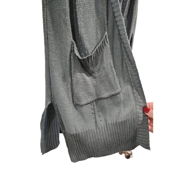 Dusty blue lightweight cardigan with front pockets - Picture 3 of 3